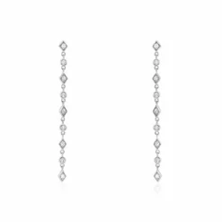 Boucles D'oreilles Pendantes Mascaret Argent Blanc Oxyde De Zirconium