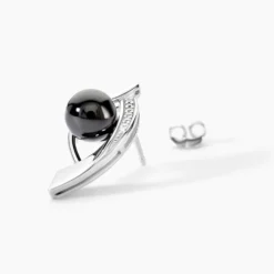 Boucles D'oreilles Pendantes Sharon Argent Blanc Céramique Et Oxyde