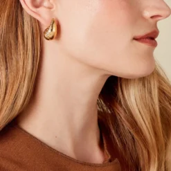 Boucles D'oreilles Pendantes Iliane Acier Doré