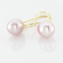 Boucles D'oreilles Pendantes Baroque Or Jaune Perle De Culture