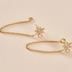 Boucles D'oreilles Pendantes Kettil Or Jaune Oxyde De Zirconium