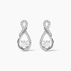 Boucles D'oreilles Puces Absa Argent Blanc Oxyde De Zirconium