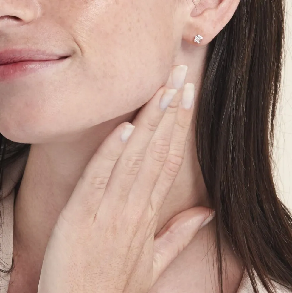 Boucles D'oreilles Puces Adria Argent Blanc Oxyde De Zirconium