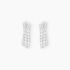 Boucles D'oreilles Puces Aglae Or Blanc Oxyde De Zirconium