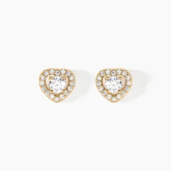 Boucles D'oreilles Puces Alais Plaqué Or Jaune Oxyde De Zirconium