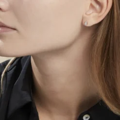 Boucles D'oreilles Puces Almira Argent Blanc Oxyde De Zirconium