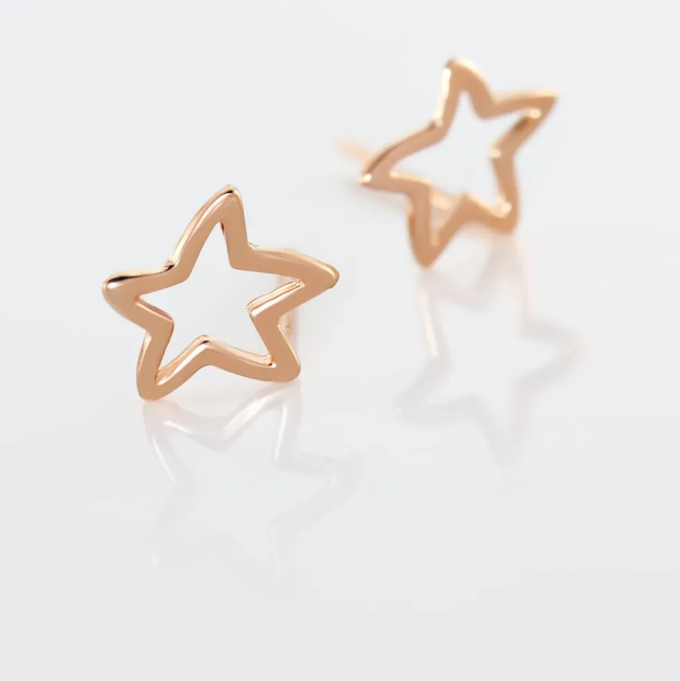 Boucles D'oreilles Puces Alphonsine Etoile De Mer Or Rose
