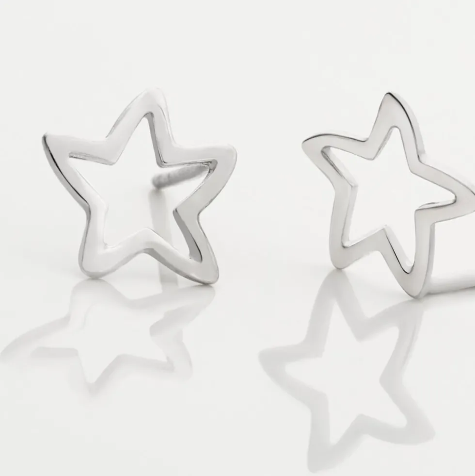 Boucles D'oreilles Puces Alphonsine Etoile De Mer Or Blanc