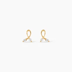 Boucles D'oreilles Puces Alvina Ruban Or Jaune Oxyde De Zirconium