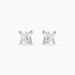 Boucles D'oreilles Puces Alys Argent Blanc Oxyde De Zirconium