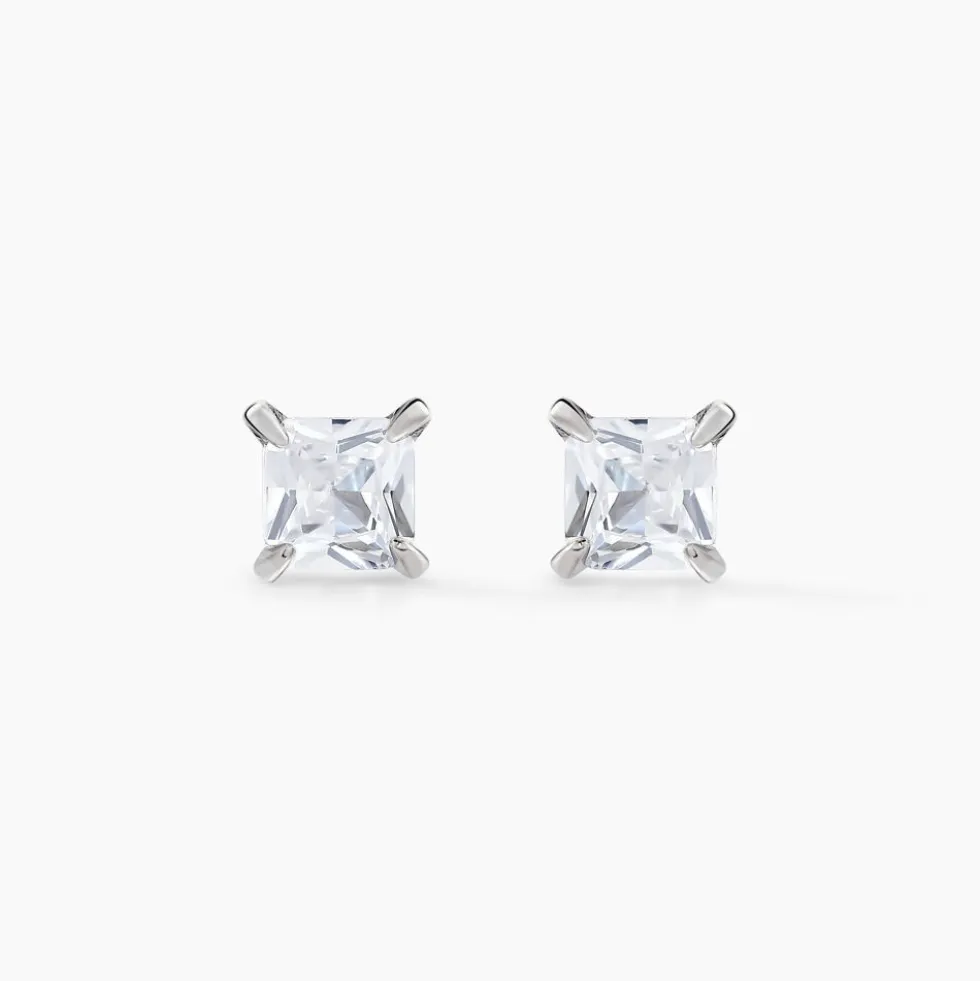 Boucles D'oreilles Puces Alys Argent Blanc Oxyde De Zirconium
