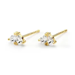 Boucles D'oreilles Puces Amandia Or Jaune Oxyde De Zirconium