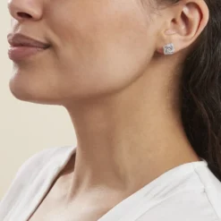 Boucles D'oreilles Puces Anasthase Argent Blanc Oxyde De Zirconium