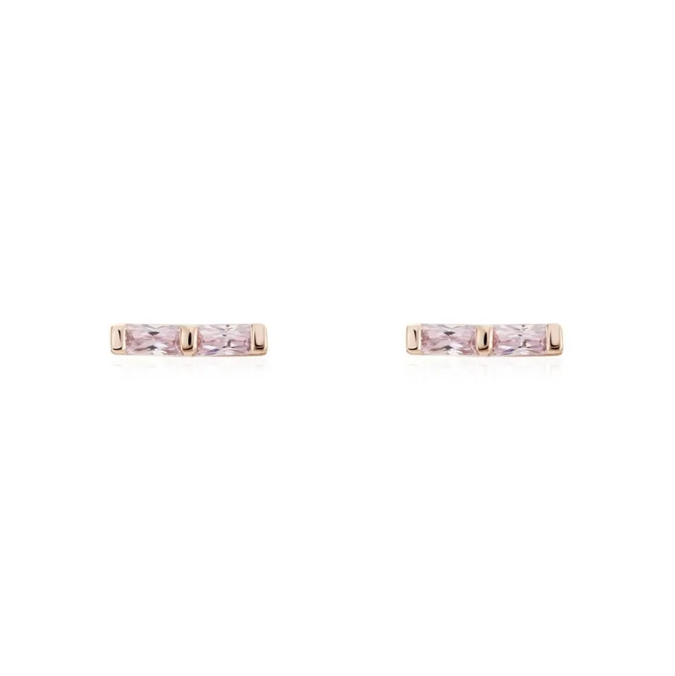 Boucles D'oreilles Puces Andrew Argent Rose Oxyde De Zirconium Rose