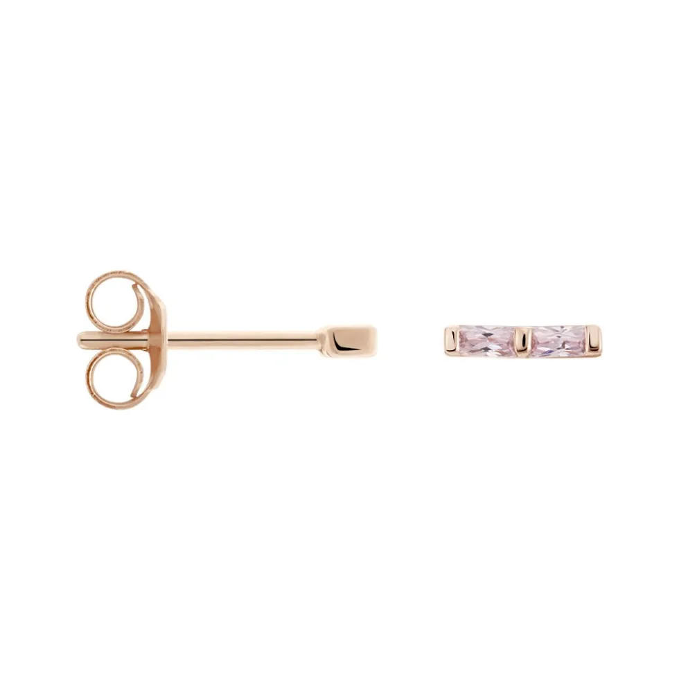 Boucles D'oreilles Puces Andrew Argent Rose Oxyde De Zirconium Rose