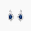Boucles D'oreilles Puces Angelika Or Blanc Saphir Et Diamant