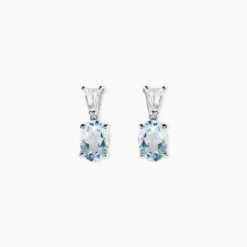Boucles D'oreilles Puces Annchen Or Blanc Topaze Et Oxyde De Zirconium