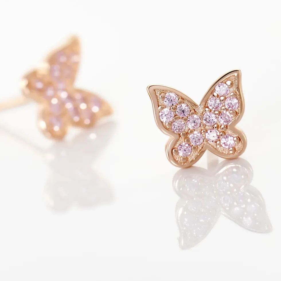 Boucles D'oreilles Puces Anne-lise Argent Rose Oxyde De Zirconium