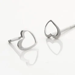 Boucles D'oreilles Puces Anne-maudae Coeurs Or Blanc