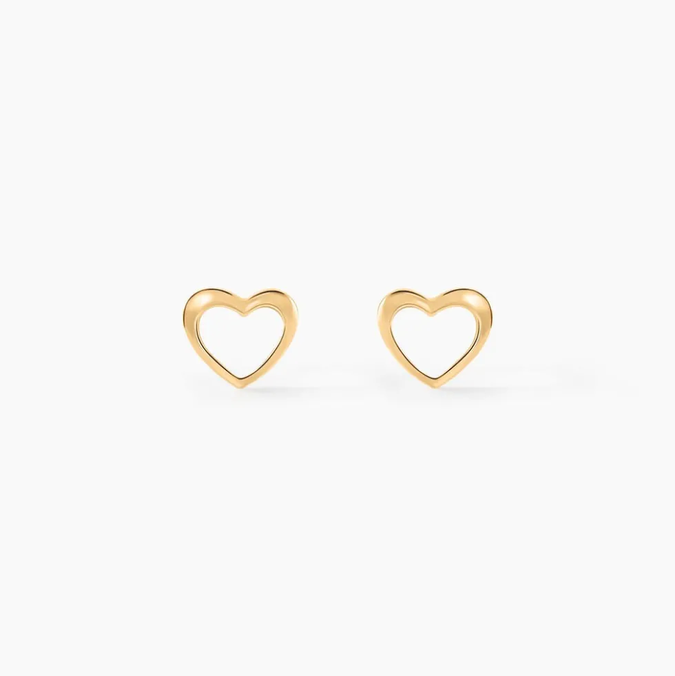 Boucles D'oreilles Puces Anne-maudae Coeurs Or Jaune