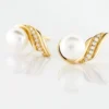 Boucles D'oreilles Puces Antoinette Or Jaune Perle De Culture