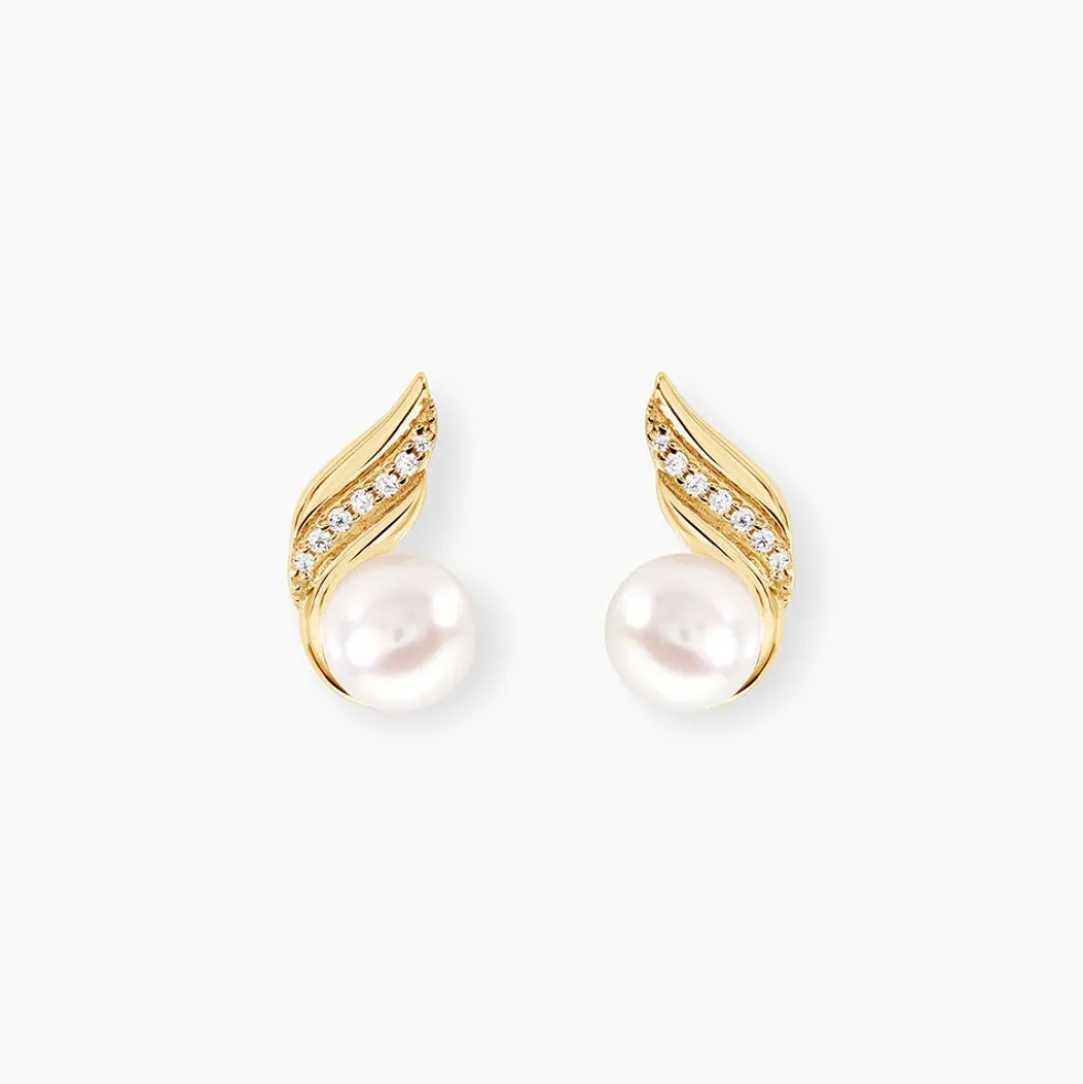 Boucles D'oreilles Puces Antoinette Or Jaune Perle De Culture