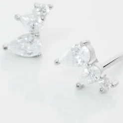 Boucles D'oreilles Puces Anya Argent Blanc Oxyde De Zirconium