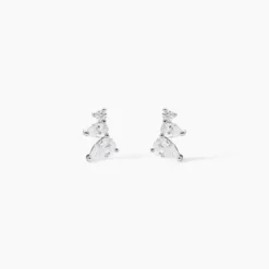 Boucles D'oreilles Puces Anya Argent Blanc Oxyde De Zirconium