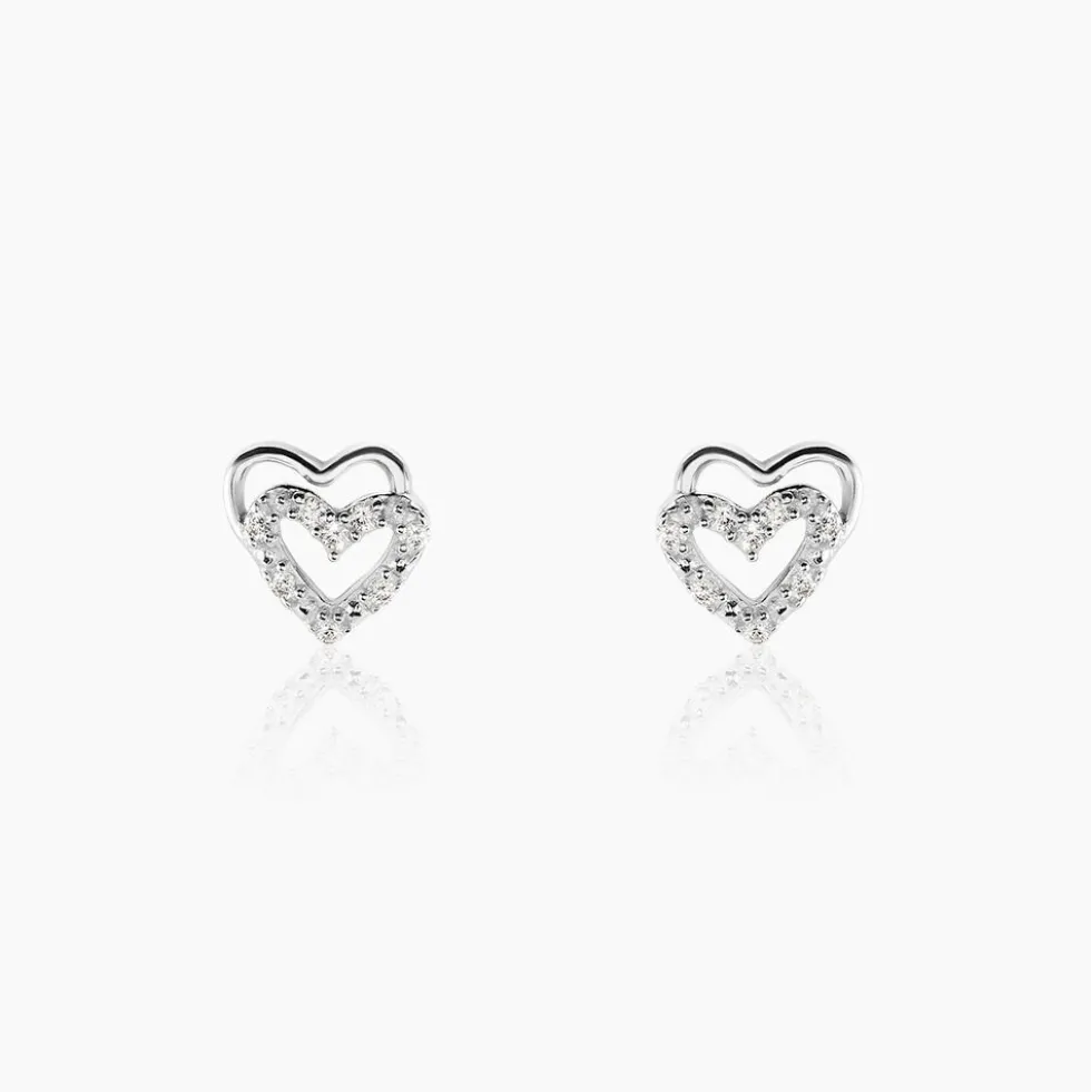 Boucles D'oreilles Puces Aoki Argent Blanc Oxyde De Zirconium