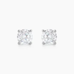 Boucles D'oreilles Puces Aphrodite Or Blanc Diamant