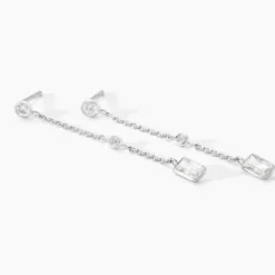 Boucles D'oreilles Puces Argane Argent Blanc Oxyde De Zirconium