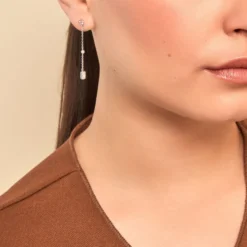 Boucles D'oreilles Puces Argane Argent Blanc Oxyde De Zirconium