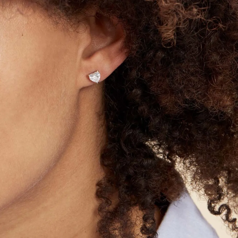 Boucles D'oreilles Puces Argent Blanc Schull Oxydes De Zirconium