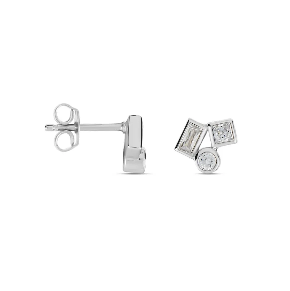 Boucles D'oreilles Puces Argent Duredle Oxydes De Zirconium