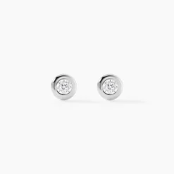 Boucles D'oreilles Puces Argent Blanc Laureano Oxydes De Zirconium