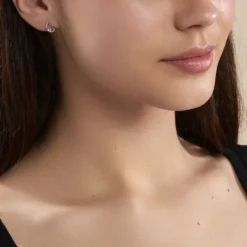 Boucles D'oreilles Puces Argent Blanc Sidonio Oxydes De Zirconium