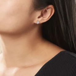 Boucles D'oreilles Puces Argent Blanc Alys Oxyde De Zirconium