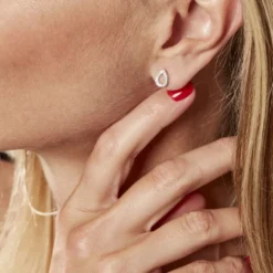 Boucles D'oreilles Puces Argent Blanc Tancelin Oxydes De Zirconium
