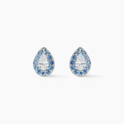 Boucles D'oreilles Puces Argent Blanc Tania Oxydes De Zirconium