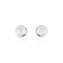 Boucles D'oreilles Puces Argent Blanc Laureano Oxyde De Zirconium
