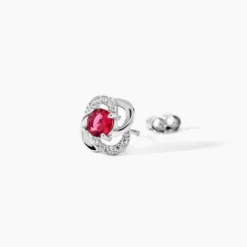 Boucles D'oreilles Puces Argent Blanc Clover Verre Oxydes De Zirconium