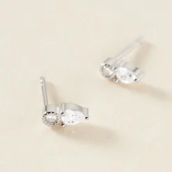 Boucles D'oreilles Puces Argent Blanc Delya Oxyde De Zirconium