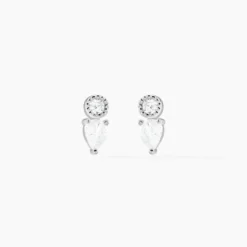 Boucles D'oreilles Puces Argent Blanc Delya Oxyde De Zirconium