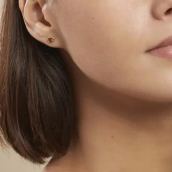 Boucles D'oreilles Puces Argent Blanc Delvinaae Ambre
