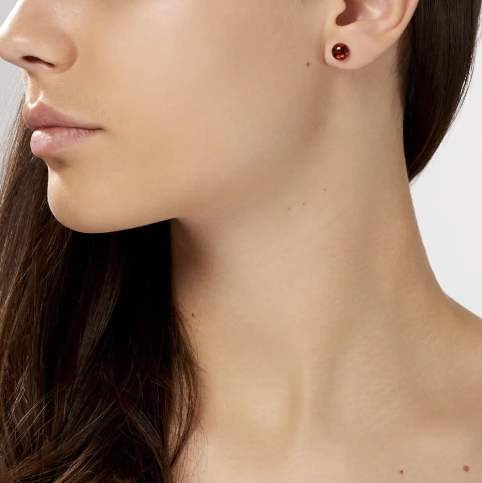 Boucles D'oreilles Puces Argent Blanc Brunhilld Ambre