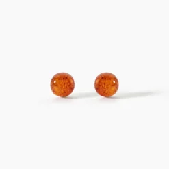 Boucles D'oreilles Puces Argent Blanc Brunhilld Ambre