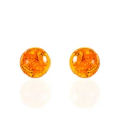 Boucles D'oreilles Puces Argent Blanc Brunhilld Ambre
