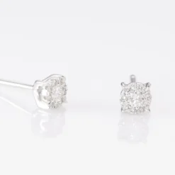 Boucles D'oreilles Puces Artemis Or Blanc Diamant
