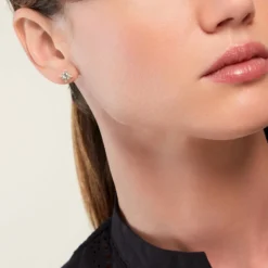 Boucles D'oreilles Puces Astrithr Or Jaune Topaze Oxyde De Zirconium