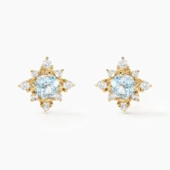 Boucles D'oreilles Puces Astrithr Or Jaune Topaze Oxyde De Zirconium